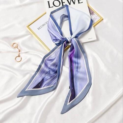 2021 New Abstract Painting Silky Hair Tie Skinny Scarf for Women Headband Accessory Bag Wrap