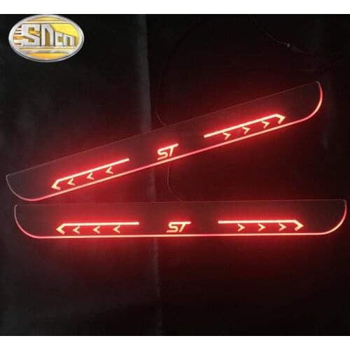 SNCN Waterproof Acrylic Moving LED Welcome Pedal Scuff Plate Pedal Door Sill Pathway Light For Ford Fiesta Kuga Escape Focus ST