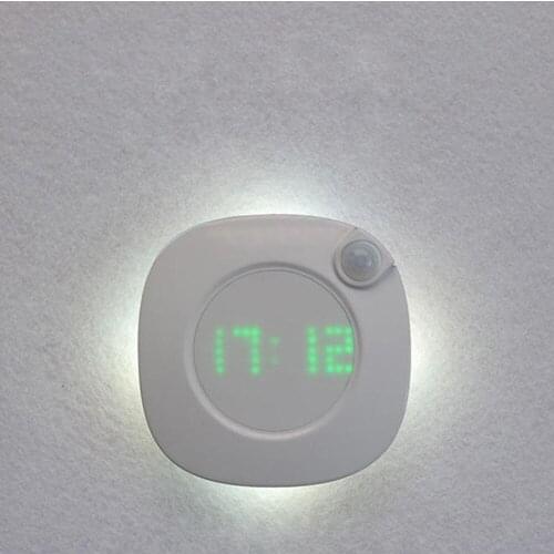 LED Night Lights Bedroom Decoration Light with Clock Motion Sensor Battery Powered Magentic Wall Lamps for WC Bathroom Closet