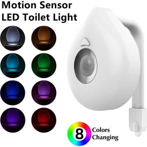 Toilet Light Motion Sensor Night Lamp Wireless PIR LED Toilet Seat Light 8 Colors RGB LED WC Lamp Waterproof Bathroom Lighting