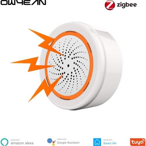 Tuya Zigbee Smart Siren Alarm 90db Sound Strobe Flash Threaten Thief Temperature Humidity Sensor Smart Life Alexa Google System