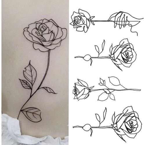 Temporary Tattoo Stickers Men Women Waterproof Black Tattoo Flower Rose Butterfly Water Transfer Body Hand Art Temporary 1pcs
