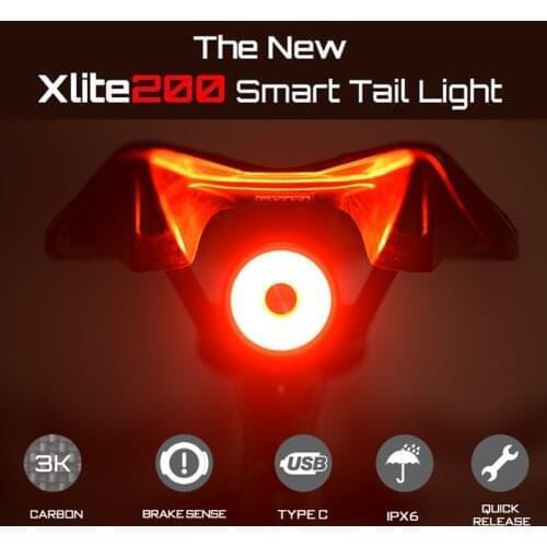 Enfitnix Xlite 200 Smart Tail Light IPX6 6 Flash Modes USB Charging Flashlight For Bicycle Mountain Bike Seatpost Mount