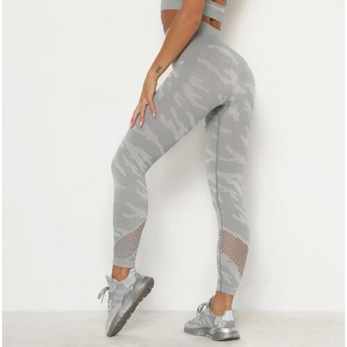 ASHEYWR Women Camouflage High Waist Leggings Seamless Sexy Hollow Breathable Push Up Leggins Fitness Workout Leggins Female