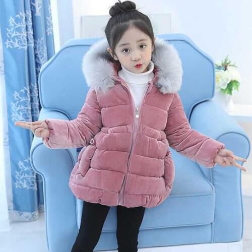 2018 Winter Girls Cotton Padded Jacket 2-9 Yrs Old Baby Kids Gold Velvet Wadded Coat Childrens Thick Cute Princess Outerwear B5