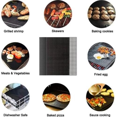 1/5/10pcs Reusable Outdoor Picnic Non-Stick BBQ Grill Mat PTFE Barbecue Baking Liners Cook Pad Microwave Oven Tool 40cmx33cm 5z
