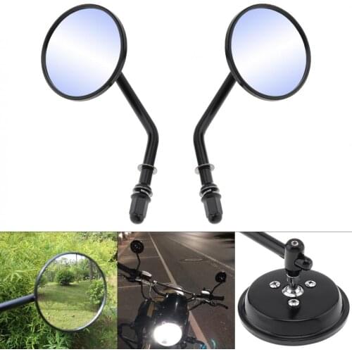 1 Pair Aluminum alloy Motorcycle Rearview Mirror Round Aluminum Alloy Universal Reversing Mirror Black