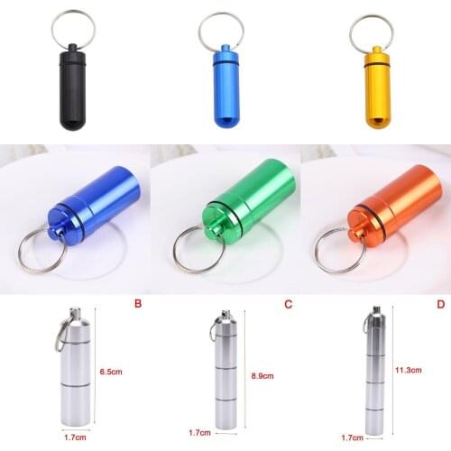 1Pc Waterproof Aluminum Pill Box Case Bottle Cache Drug Holder Container Keychain Medicine Box Health Care