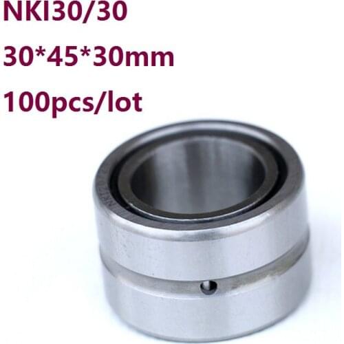 100pcs/lot NKI30/30 NKI3030 30*45*30mm Heavy duty needle roller bearing Entity needle bearing with inner ring size 30×45×30mm