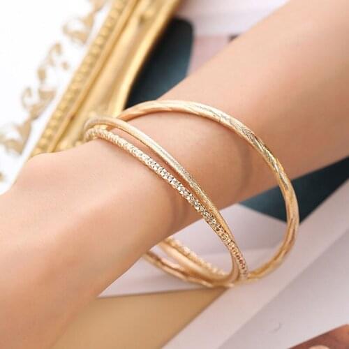 2021 Ins Gold Twist Metallic Round Wave Irregular Minimalism Piercing Bracelets Korean Fashion Women Party Jewelry