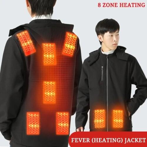 2021 mens and women Jacket heated vest with Hood Winter Thermal Outdoor Coat with Battery Pack 8 Adjustable Heating Setting