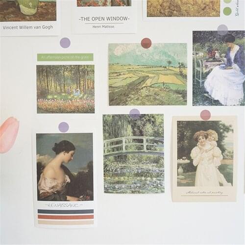 30Pcs Classical Landscape Famous Oil Painting Paper Wall Stickers Decoration Photography Props Art Accessories Home Decor