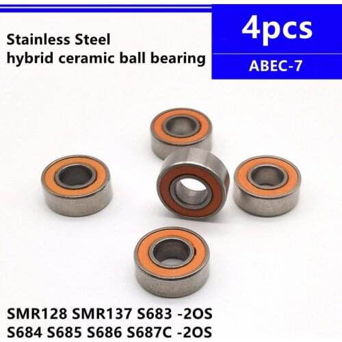 4pcs SMR128C-2OS SMR137C-2OS S683C-2OS S684C-2OS S685C-2OS S686C-2OS S687C-2OS Stainless Steel Hybrid Ceramic Bearing fishing