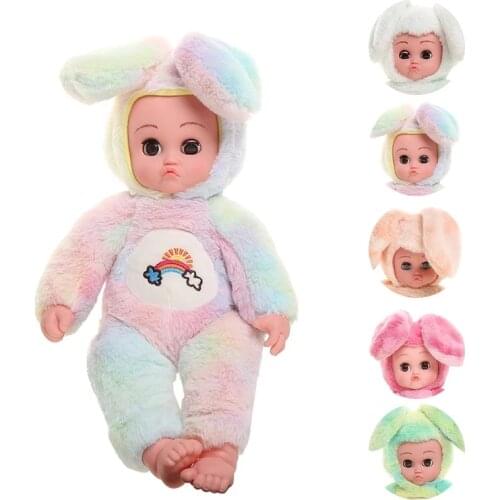 40cm Erect ears Rabbit Plush Doll Curls Plush Bebe Face Toys with Ears Moving Toy Pout Ears Stand Dolls Cute Birthday Gift