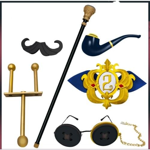 Anime Identity V Naib Subedar Cosplay Props Canes Glasses New Skin Mr. Reasoning Walking Sticks Pipe for Halloween Fancy Party