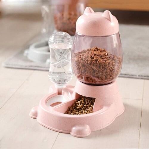 Pet Dog Cat Automatic Feeder Bowl Dogs Drinking Water Bottle Kitten Bowls Slow Food Feeding Container Supplies