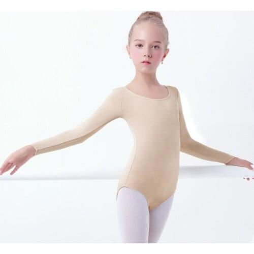 Girls Long Sleeve Skin Leotards Adult Nude Ballet Leotard Ballet Underwear Ballerina Clothes Children Kids Gymnastics Leotard