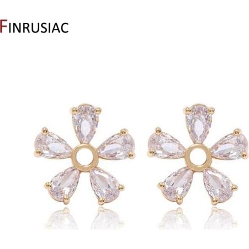 Shiny Zircon Crystal Flower Charm Accessories For Jewelry Making DIY Earrings Components