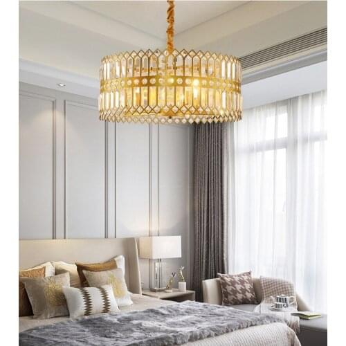 Big Fashion Ameican Crystal Chandelier LED Creative Luxury Villa Ceiling Lamp Living Room Lamp Round Dining Room Lamp