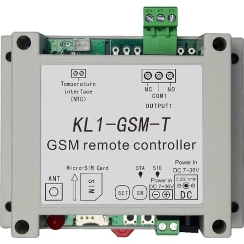 7-36VDC Quad band 850/900/1800/1900Mhz GSM Module 1 relay GSM Remote control Switch KL1-GSM-T With 1meter temperature sensor
