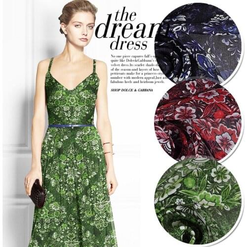 CNUM SC131 100% Natural Silk Chiffon/ Floral and Diamond /Silk Fabric Width 1.48yd Thickness 6mm