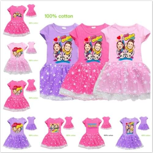 Cartoon Me Contro Te Girls Dress Elegant Cotton Summer Princess Dress Short Sleeve Children Lace Animal Print Christmas Costumes