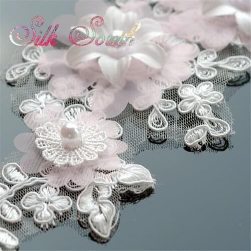 1Piece European-style 3D Embroidery Patch and Clothing Lace Fabric DIY Handmade Fashionable Patches 26X11cm