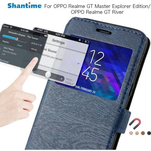 PU Leather Phone Case For OPPO Realme GT Master Explorer Edition GT River Flip Case View Window Case Soft Silicone Back Cover