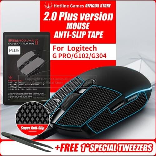 Hotline Games 2.0Plus Mouse Anti-Slip Grip Tape for Logitech G pro G203 G305,Grip Upgrade,Moisture Wicking,Pre Cut,Easy to Apply