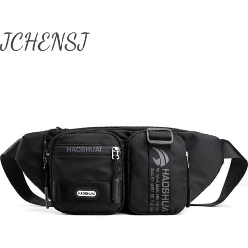 JCHENSH Mens Waist Bag Waterproof Nylon Chest Belt Bags For Men Multiple Pockets Male Fanny Pack Chest Bag