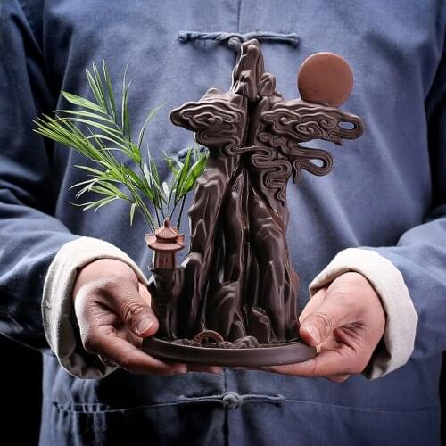 Ceramic Sandalwood Backward Flow Incense Burner Creative Ornament Household Indoor Tea Ceremony Vertical Aloes Zen Decor