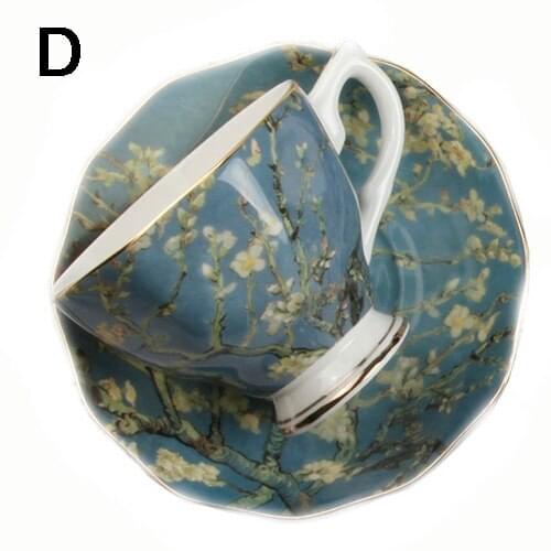 Ceramic Afternoon Black Tea Cups And Saucers Bone China Coffee Cup With Tray Porcelain Drinkware Set Dropshipping