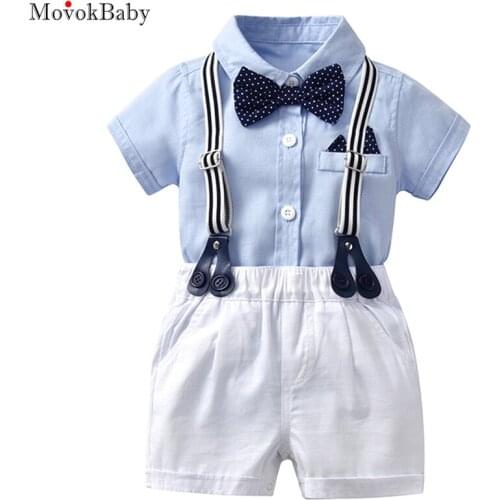 Newborn Baby Boy Romper Bow Formal Gentleman Suit For Summer Clothes Children Romper + White Shorts Newborn Clothing Set Size 59