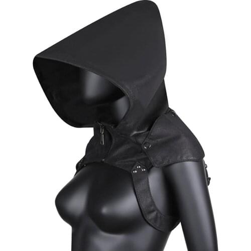 Halloween Steampunk Leather Costume Plague Doctor Punk Gothic Cosplay Hats Caps Headscarf Black Hooded Cape Cloak Magic Costume