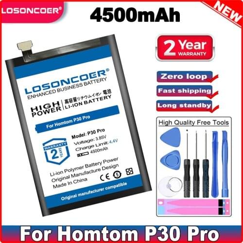 LOSONCOER 4500mAh P30 Pro Battery For Homtom P30 Pro Mobile Phone Battery