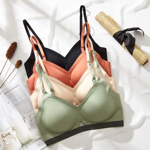 Fashion Women Sleep Bra Simple Solid color Seamless Lingerie Female Bralette Comfortable Breathable Wireless Padded Girl Brassie