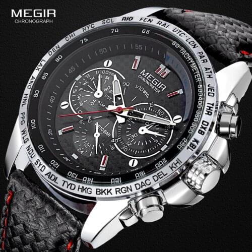 Mens Decorative Chronograph Dial Quartz Wrist Watches Leather Strap Sports Army Watch Clock Man Relogios Masculino 1010 Black
