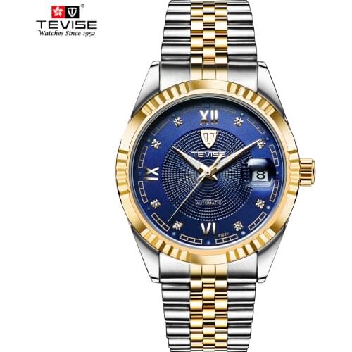 TEVISE Mechanical Watch Men Luminous Date Mens Watches Luxury Automatic Watch Men Clock With Metal Watch Bracelets Dropshipping