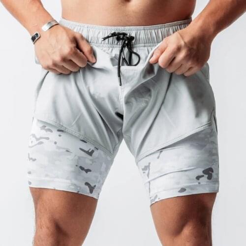 2021 NEW Summer Running Mens 2 in 1 Sports Jogging Fitness Training Quick Dry male Gym body-building exercise jogger Short Pants
