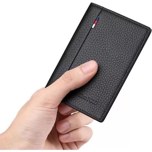 WILLIAMPOLO Mens wallet simple high-quality leather zipper-free luxury brand fashion exquisite credit card bag