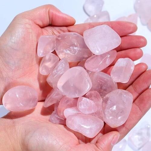 MOKAGY Natural Rose Quartz Stone 15mm-20mm Pink Crystal Tumbled