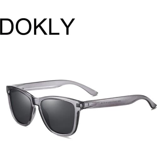DOKLY Brand Clear Grey Frame Men Women Sunglasses Polarized Mirror Designer Mirror lens Oversized Sunglasses Female Sun glasses