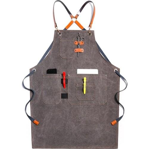 Restaurant Wear-resistant Canvas Work Clothes Vintage Fashion Apron Denim Waterproof Barber Milk Tea Shop Baking Kitchen