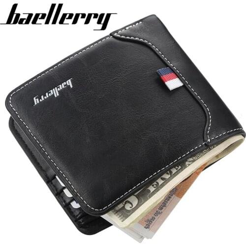 Wholesale Baellerry Fashion Men Wallets Small Wallet Men Money Purse Coin Bag Zipper Short Male Wallet Card Holder 200PCS/lot