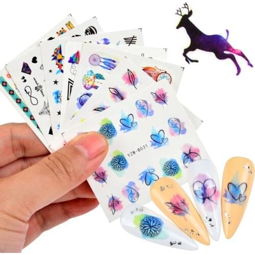 1 Sheet Diamond Dreamcatcher Floral Geometric Nail Art Water Transfer Decals Sliders Flower Leaves Manicures Decoration