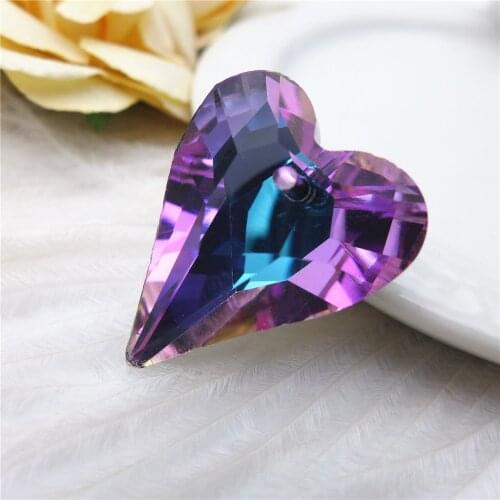 27mm heart shaped crystal charm pendants for jewelry making necklace accessories Glass Rhinestone clothing garment beads 12 pcs