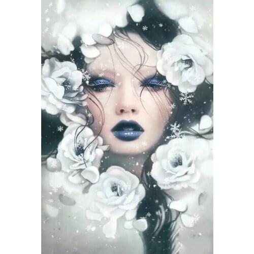 Full Square / Round Drill 5D DIY diamond painting "woman rose" 3D diamond embroidery Nordic wall painting art cross stitch home