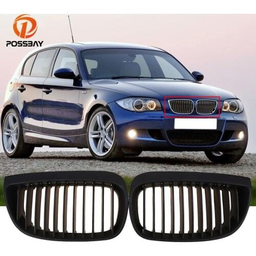 1 Pair Matte Black Racing ABS Kidney Grilles Grill Front Center Wide for BMW 1-Series E87 5-door 2004-2007 51137127227 Exterior