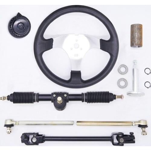 300mm Steering Wheel Assembly 420mm Gear Rack Pinion 380mm U Joint Tie Rod Knuckle Assy For Chinese 110cc Go Kart Quad Parts