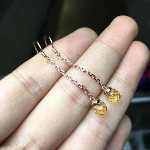 The Best Wedding Gift Natural And Real Citrine Earring 925 sterling silver Fine jewelry citrine Earring